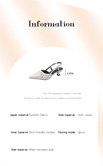 Elegant Pointed Toe Slingback Heels for Women – 2-Inch PU Leather High Heels for Office & Daily Wear