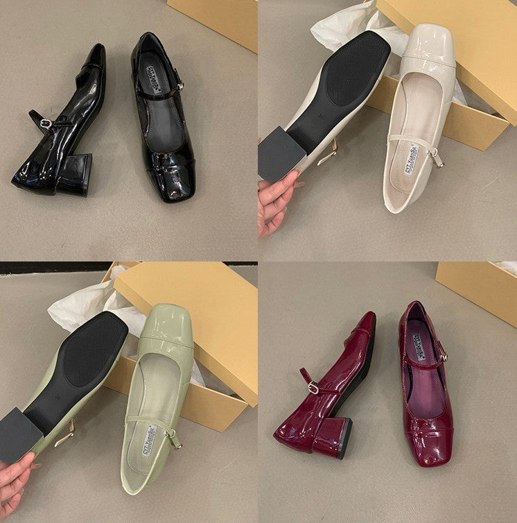 Trendy Mary Jane Block Heels for Women – Square Toe Rubber Sole Shoes
