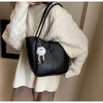 Minimalist Shoulder Bag – Classic Vintage Everyday Tote with Zipper & Large Capacity