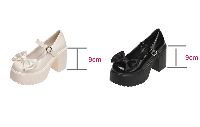 Trendy Mary Jane Platform Heels for Women | 9cm Buckle Strap Chunky Shoes