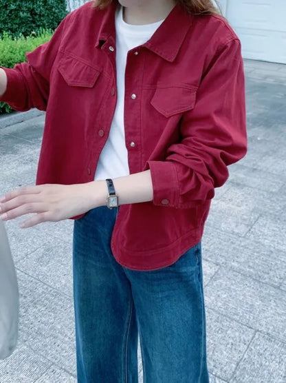 Polo Collar Denim Jacket