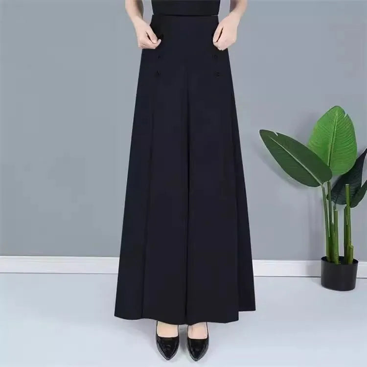 High-Waisted Wide-Leg Pants – Loose Fit, Pleated Trousers with Pockets