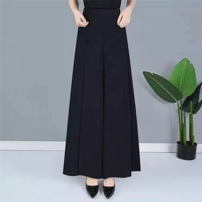 High-Waisted Wide-Leg Pants – Loose Fit, Pleated Trousers with Pockets