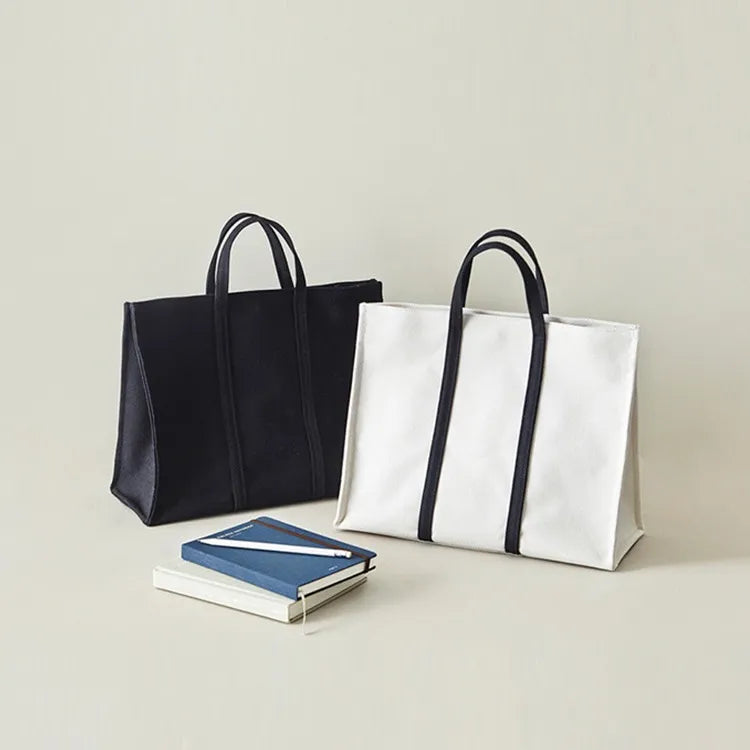 Minimalist Canvas Carryall Tote Bag – Large Work, Laptop & Everyday Shoulder Handbag