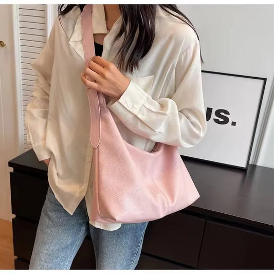 Bucket Bag – Retro Solid Color Shoulder & Crossbody Handbag with Adjustable Strap