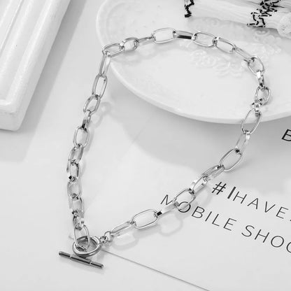 Geometric Snake Chain Necklace for Women – Gold & Silver Tone Punk Choker, Minimalist Metal Layered Style