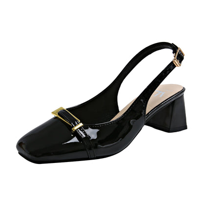 Chic Slingback Square Toe Heels for Women – 5.5cm Block Heels | French-Style