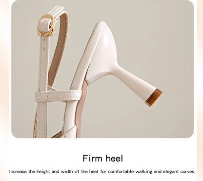 Elegant Pointed Toe Slingback Heels for Women | PU Leather Cone Stilettos