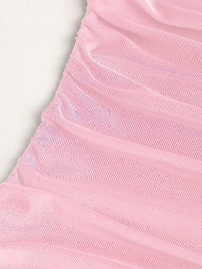 pink spaghetti strap belted long dress with a slim fit vintage silhouette and adjustable straps for women by Fashzeo.