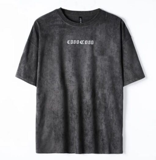 Mens Summer Crew Neck T-Shirt - Short Sleeve Oversized Knitted Fabric - Image 2