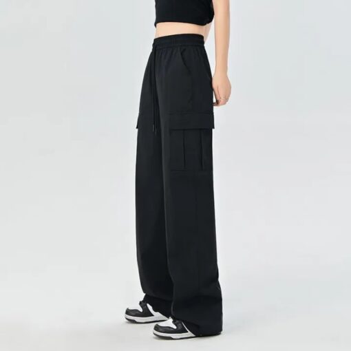 Trendy High-Waisted Y2K Women's Cargo Pants - Available in Grey, Black & Cream - Image 3