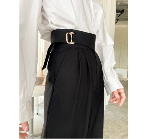 Stylish High-Waist Black Pants with Belt: Full-Length Casual Fit - Image 5