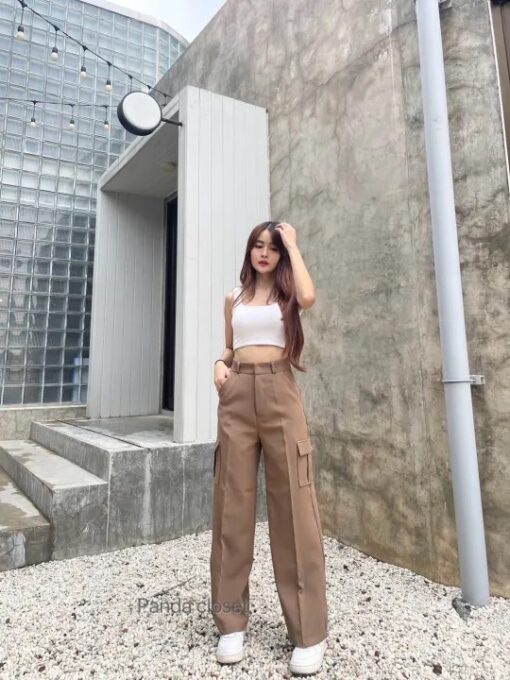 Trendy High-Waisted Vintage Cargo Pants for Women - Stylish Mullet Design, Comfortable Vapor Fabric - Image 6