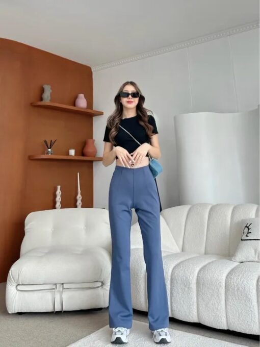 Elegant High-Waisted Bootcut Pants in Rochev Fabric - Stretchy, Non-Iron, Full Length in Multiple Colors - Image 4