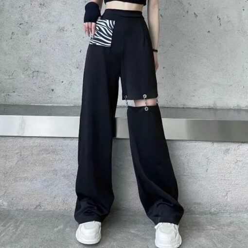 Trendy Women's Summer Hollow Wide Leg Pants: Casual Cut-Out Style