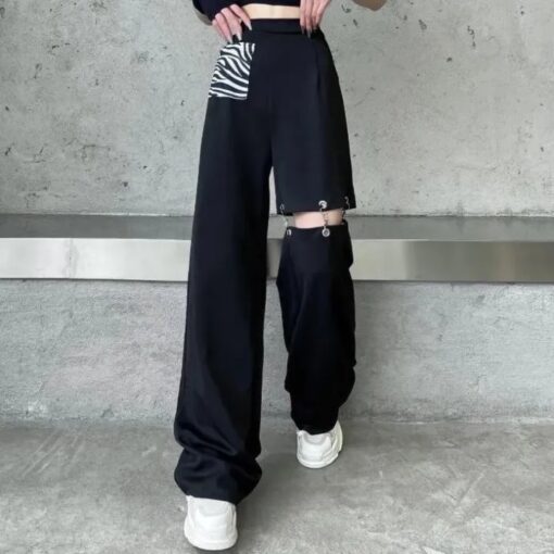 Trendy Women's Summer Hollow Wide Leg Pants: Casual Cut-Out Style - Image 5