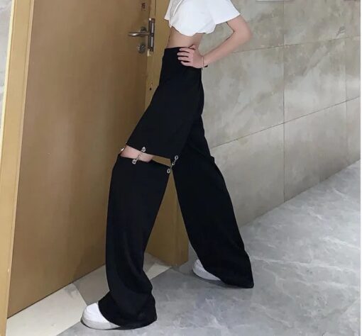 Trendy Women's Summer Hollow Wide Leg Pants: Casual Cut-Out Style - Image 2