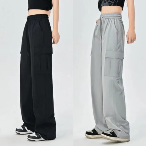 Trendy High-Waisted Y2K Women's Cargo Pants - Available in Grey, Black & Cream