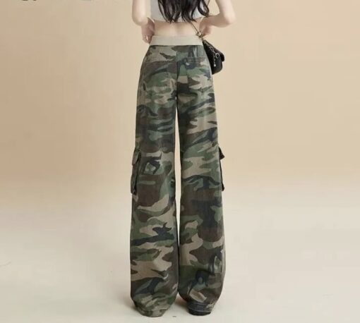 Trendy Women's Loose Camouflage Dress & High Waist Straight Pants: Stylish Handcuffed Pants for Hot Girls - Image 2